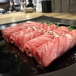 焼肉ホルモン 風土. - 芽ネギ和牛焼きしゃぶをポン酢で