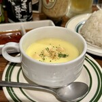 マロリーポークステーキ - 冷製コーンスープ