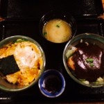 孫膳ヒレ1,100円（税込）玉子とじカツ丼とデミカツ丼のハーフセットです