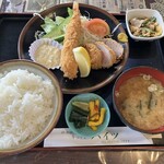 キッチン ハイツ - 海老とひれかつの定食1600えん ご飯大盛り＋100えん