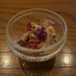 魚菜料理 縄屋 - ウマヅラハギハギの肝と無花果の胡麻和え