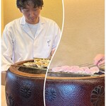 鎌倉 北じま - チダイ炭火焼き
      大きな鎌倉彫りの火鉢で炭火焼きにされています