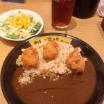 カレーは高橋 - 小盛りカレー玄米サラダセット＋鶏唐揚げ