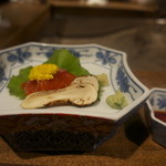 柳家 - 長良川五月鱒と奥飛騨松茸の炙りと安曇野本山葵　生姜