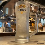 溫八炭火ガーデン - ジョッキで供された御冷