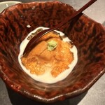 俺の割烹 - 胡麻豆腐雲丹のせ