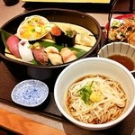 かごの屋 - にぎり寿司定食（うどんに変更）