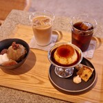 Cafe 哲学と甘いもの。 - 料理写真:ほうじ茶クリームあんみつ、カラメルプリン