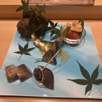 鮨 やざわ - 先付け 器も涼しげ〜♡