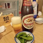 和泉屋 - 瓶ビール、お通し