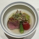 紗和 - これの前に焼き魚がありましたが取り損ないました。無念。こちらも彩りが良い。味のバランスも絶妙でした。