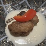 旅館山翠 - 揚げ物　　大根餅揚げ　ミントのソース　アップ