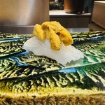 鮨shizuku 西天満 - アオリイカのウニのせ