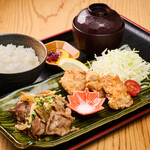 くまき食堂 - 生姜焼き鶏のから揚げ定食