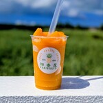 畑番屋 - ドリンク写真:広いサトウキビ畑を臨める2階テラスで。「ゴロゴロマンゴーフローズン」。トッピングはフレッシュのアップルマンゴーで、お値段もリーズナブルかも♪