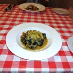 OSTERIA NAKANO - アワビとイカスミをパスタに練り込んだもの　　　アワビの食べ方がまた１つ