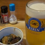 龍頭 - お通し　生ビール