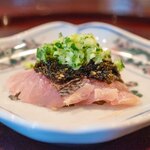 あそび割烹 さん葉か - 2025.8 五島列島産黒ムツ炙り 自家製有明海苔佃煮 きゅうり鬼おろし