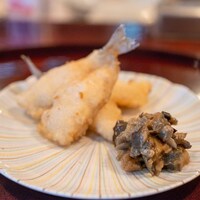 あそび割烹 さん葉か - 2025.8 鱚（きす）天ぷら 自家製柚子胡椒と蕎麦かえしを和えた栃木産焼き茄子