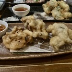 朱楽 - 舞茸の天ぷら✨
      こちらもお塩と天つゆで✩⋆*॰¨̮⋆｡˚
      サクッと衣の中の舞茸はジューシーでお口に舞茸の香りが広がります՞⸝⸝ᵒ̴̶̷  ᵒ̴̶̷⸝⸝՞✨