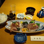 磯料理　開福丸 - あじたたき定食 1958円 大盛プラス大盛お代わり 385円
