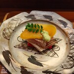 すし処 みや古分店 - カマスとカラスミと赤万願寺唐辛子