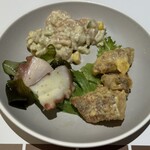 NARITA BOLD KITCHEN - たこと夏野菜の梅酢和え　小海老のリゾットサラダ他