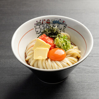 【明太釜玉バターうどん】こだわりのたまご×明太子丸々一本入り
