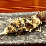 銀座 きた川 - スッポン一匹、様々な部位が串になっていて、味わいや食感の違いが楽しめました。