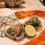 割烹 龍馬 - 鰹たたき～醤油、ヘベス

