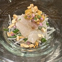 京中華 牧定 - 千葉　ヒラメ　函館　ムラサキ雲丹　ピーナッツ　広東風カルパッチョ