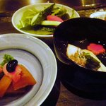 鉄板焼　恵比寿 - 鯛のお吸い物・数の子・サラダ