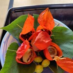 菊乃井 - 八寸(茗荷寿司　ささげ黒胡麻和え　鱧胡瓜巻き　胡瓜辛子酢和え　山桃葛饅頭　穴子八幡巻き　翡翠銀杏)