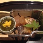 鮨 田なべ - 前菜は、、さんまの煮付け、冬瓜、からすみ