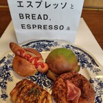 パンとエスプレッソとひとやすみ - ベーコンポテト、粗挽きホットドック、抹茶あんぱん、ちーずドーナツ