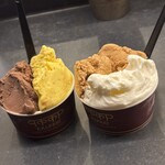 Curry Spice Gelateria KALPASI - 右　マサラチャイ、カルダモンとマスカルポーネラッシー　　　　　左　花椒ショコラーテ、セロリシードマンゴー