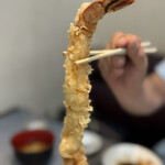 だるまの天ぷら定食 - 大エビ　22cm