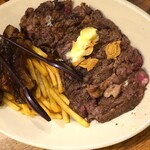 チャーブロ - 炭火焼リブロースステーキ & BBQスモークポークバックリブ　w/フレンチフライ