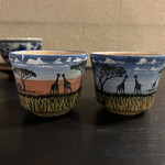 土家 - 蕎麦猪口　朝と夕方　サバンナ柄