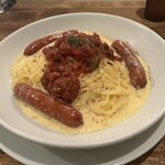 スパゲッティー専科 はらっぱ - スパイシーカルボナーラ（生・普通）