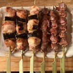 卓上レモンサワー＆ハイボール 焼鳥食べ放題 乾杯500酒場 新橋店 - どーだいネギが海苔みたいだろ