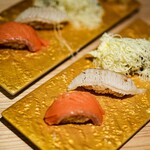 寿司 牡蠣 北千住スシエビス - 飲めるサーモン/飲める炙りエンガワ/とろける鰻バター