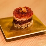 寿司 牡蠣 北千住スシエビス - 極みユッケと雲丹いくらミルフィーユ