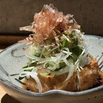 炭焼 おかげさん - 高坂鶏の鶏油で揚げた厚揚げ