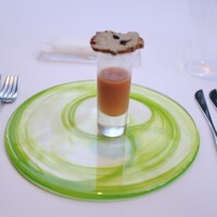 ヌキテパ - スイカのガスパチョ。鮎のリエットとスイカの種。