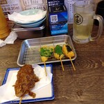 大衆酒場 ぎふや - どて串かつ@198 大葉いか@165 大葉キス@209 のり明太子@209