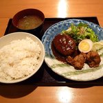 Nagomiya - ハンバーグ・唐揚げ定食（680円）