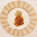 ポアブル - ランチコース　7370円 の牛蒡のフラン 牛テールソース添え