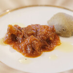 ポアブル - ランチコース　7370円 の牛蒡のフラン 牛テールソース添え