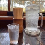 こまどり - 座敷席上のお冷など。